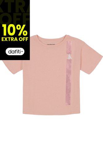 Camiseta Con Cuello Redondo Niña Rosado Calvin Klein Calvin Klein