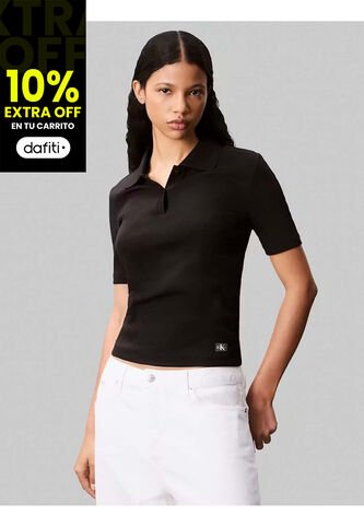 Polo Negro Con Insignia Calvin Klein Calvin Klein