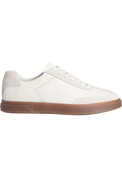 Tenis Blanco De Perfil Bajo En Texturas Mixtas Calvin Klein