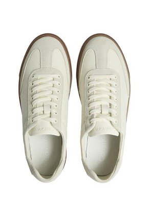 Tenis Blanco De Perfil Bajo En Texturas Mixtas Calvin Klein