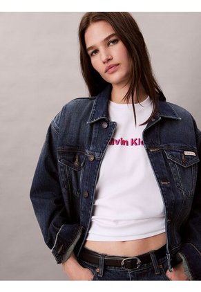 Camiseta Blanca De Manga Corta Con Logo Bordado En 3D Calvin Klein