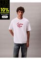 Camiseta Blanca De Algodón Grueso Con Logo Cursivo Calvin Klein de Calvin Klein