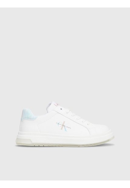 Tenis Blancos Para Niña CK Jeans Con Detalle Celeste Calvin Klein