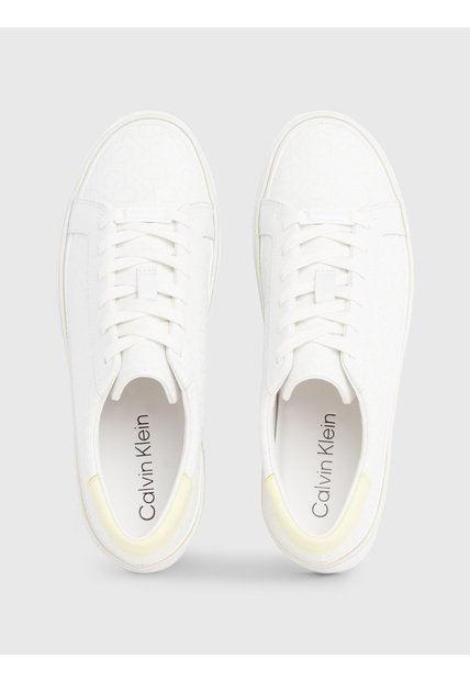Tenis Blanco Blanco Con Plataforma Y Monograma Calvin Klein