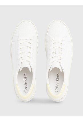 Tenis Blanco Blanco Con Plataforma Y Monograma Calvin Klein
