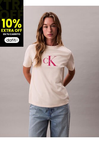 Camiseta Blanca Clásica Con Monograma Estampado Calvin Klein Calvin Klein
