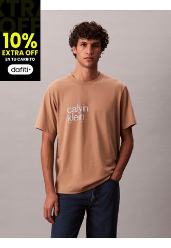 Camiseta Beige Con Logo Estampado En Alineado Derecho Calvin Klein Calvin Klein
