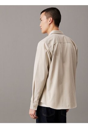 Camisa Gris Con Etiqueta Tejida Calvin Klein