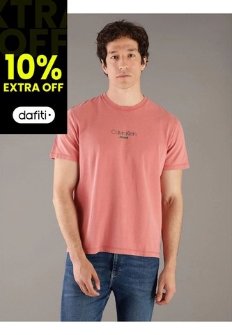 Camiseta Naranja Acid Wash Graphic Crewneck Calvin Klein Calvin Klein