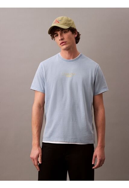 Camiseta Multicolor Acid Wash Graphic Crewneck Calvin Klein