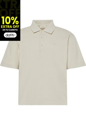 Polo Beige Relaxed De Manga Corta Con Tejido De Canalé Calvin Klein Calvin Klein