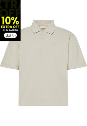 Polo Beige Relaxed De Manga Corta Con Tejido De Canalé Calvin Klein