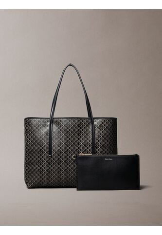 Bolso Negro Tote Pequeño Con Logo Monograma Con Bolsito Calvin Klein Calvin Klein