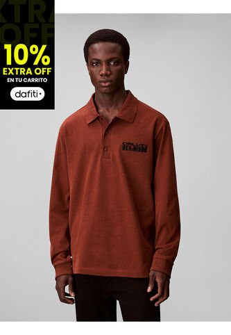 Polo Café De Manga Larga Con Tejido Sacos / Saco Tejido Grueso Aterciopelado Calvin Klein Calvin Klein