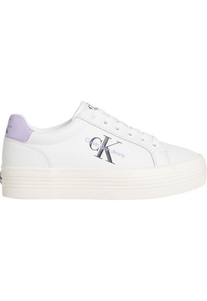 Tenis Blanco De Plataforma De Cuero Calvin Klein