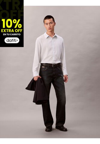 Camisa Blanca Cómoda De Manga Larga Con Estampado De Rayas Calvin Klein Calvin Klein