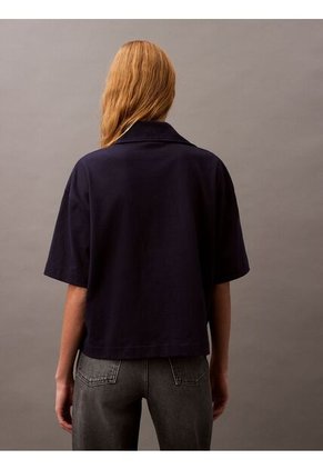 Polo Azul De Punto De Algodón Con Logo Calvin Klein