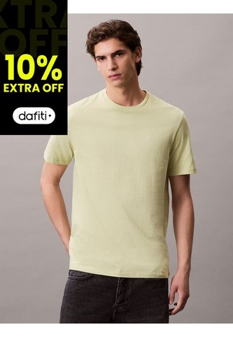Camiseta Verde De Algodón Con Monograma Bordado Calvin Klein Calvin Klein