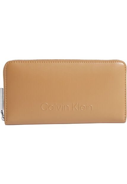 Billetera Beige Grande Con Cremallera En El Contorno RFID Calvin Klein