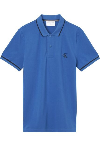 Polo Azul Slim Con Ribete En Contraste Calvin Klein