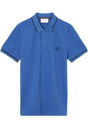 Polo Azul Slim Con Ribete En Contraste Calvin Klein