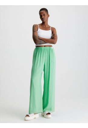 Pantalón Ancho Fruncidos Mujer Verde Calvin Klein