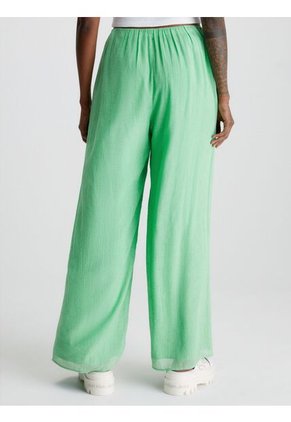 Pantalón Ancho Fruncidos Mujer Verde Calvin Klein