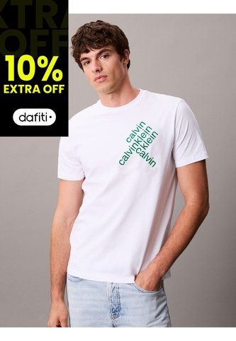Camiseta Blanca Con Logotipo Apilado Calvin Klein Calvin Klein