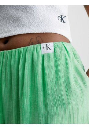 Pantalón Ancho Fruncidos Mujer Verde Calvin Klein