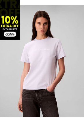 Camiseta Blanca Clásica Con Logo Estampado Calvin Klein
