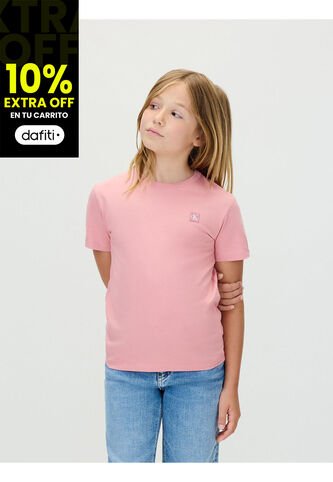 Camiseta Rosada De Manga Corta Con Insignia De Logo Bordada Calvin Klein Calvin Klein