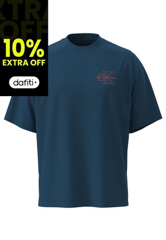 Camiseta Azul Con Gráfico De Monograma Calvin Klein Calvin Klein Calvin Klein