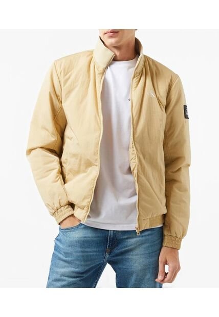 Chaqueta Beige De Nailon Acolchado Con Cremallera Calvin Klein