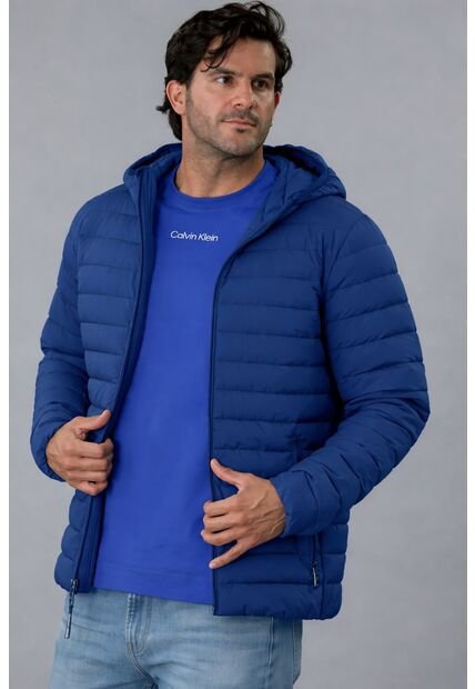 Chaqueta Azul Acolchada Con Capota Calvin Klein