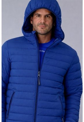Chaqueta Azul Acolchada Con Capota Calvin Klein