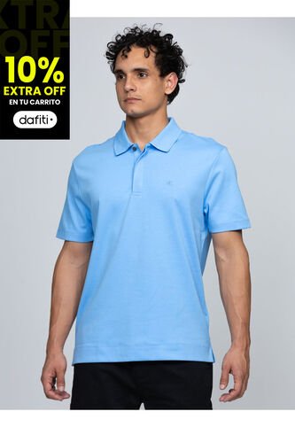 Polo Celeste De Algodón Interlock Calvin Klein Calvin Klein