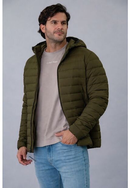 Chaqueta Verde Acolchada Con Capota Calvin Klein