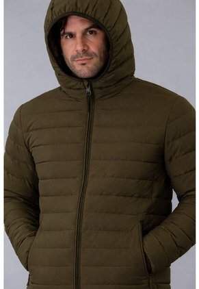 Chaqueta Verde Acolchada Con Capota Calvin Klein