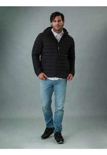 Chaqueta Negra Acolchada Con Capota Para Hombre Calvin Klein