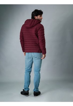 Chaqueta Vinotinto Acolchada Con Capota Calvin Klein