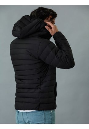 Chaqueta Negra Acolchada Con Capota Para Hombre Calvin Klein