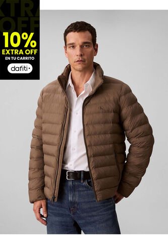 Chaqueta Chocolate Puffer De Peso Medio Con Capota Y Cierre De Cremallera Calvin Klein Calvin Klein