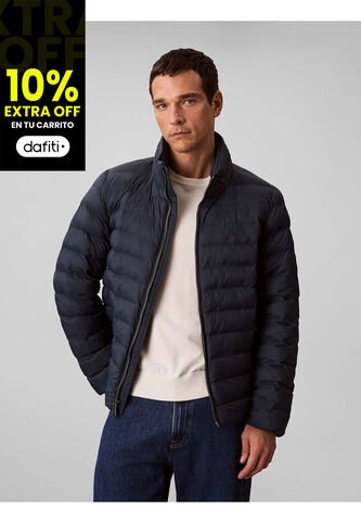 Chaqueta Negra Puffer De Peso Medio Con Capota Y Cierre De Cremallera Calvin Klein Calvin Klein
