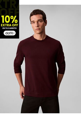 Camiseta Chocolate De Manga Larga De Algodón Premium En Tejido Interlock Calvin Klein Calvin Klein