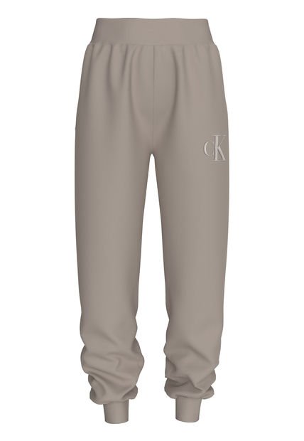 Pantalón Beige De Chándal De Felpa Con Monograma Calvin Klein