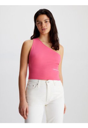 Crop Top Rosado De Punto Milano Con Hombro Descubierto Calvin Klein