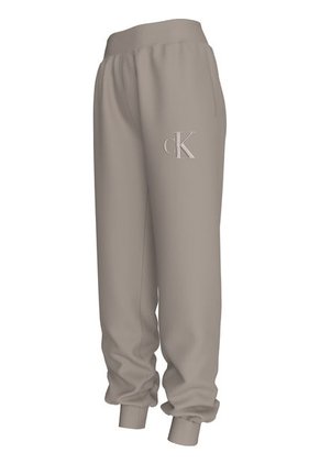 Pantalón Beige De Chándal De Felpa Con Monograma Calvin Klein