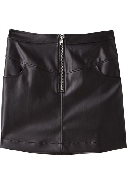 Minifalda De Piel Sintética Negro Calvin Klein