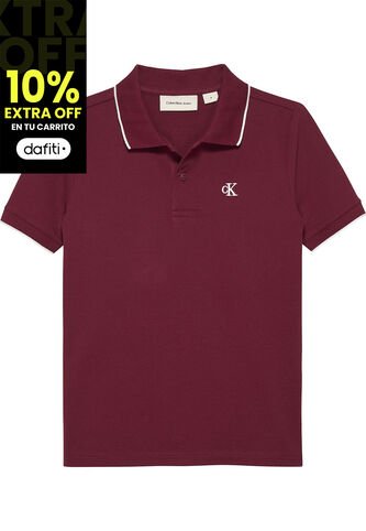Polo Vino Tinto Regular Con Ribetes A Contraste Calvin Klein Calvin Klein