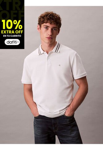 Polo Gris De Piqué Con Ribetes En Contraste Calvin Klein Calvin Klein